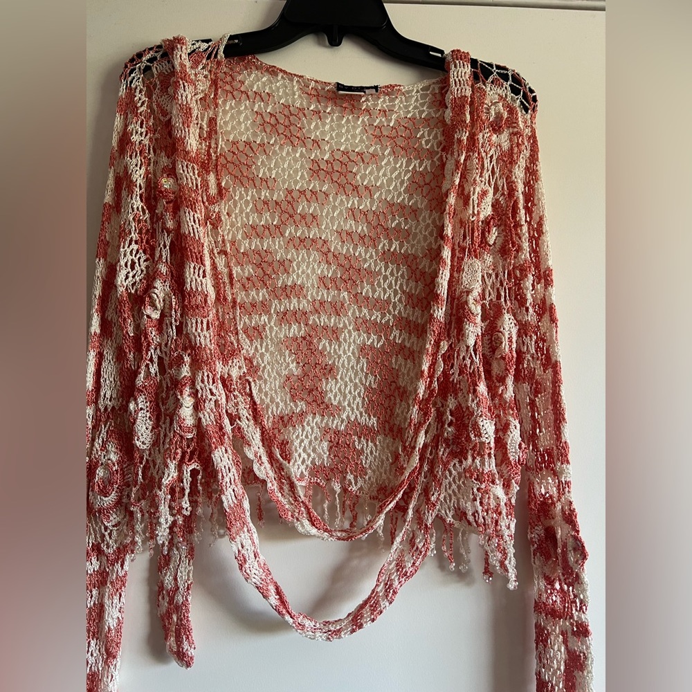 SUMMER SEXY Beaded and Crochet Wrap Top -LG